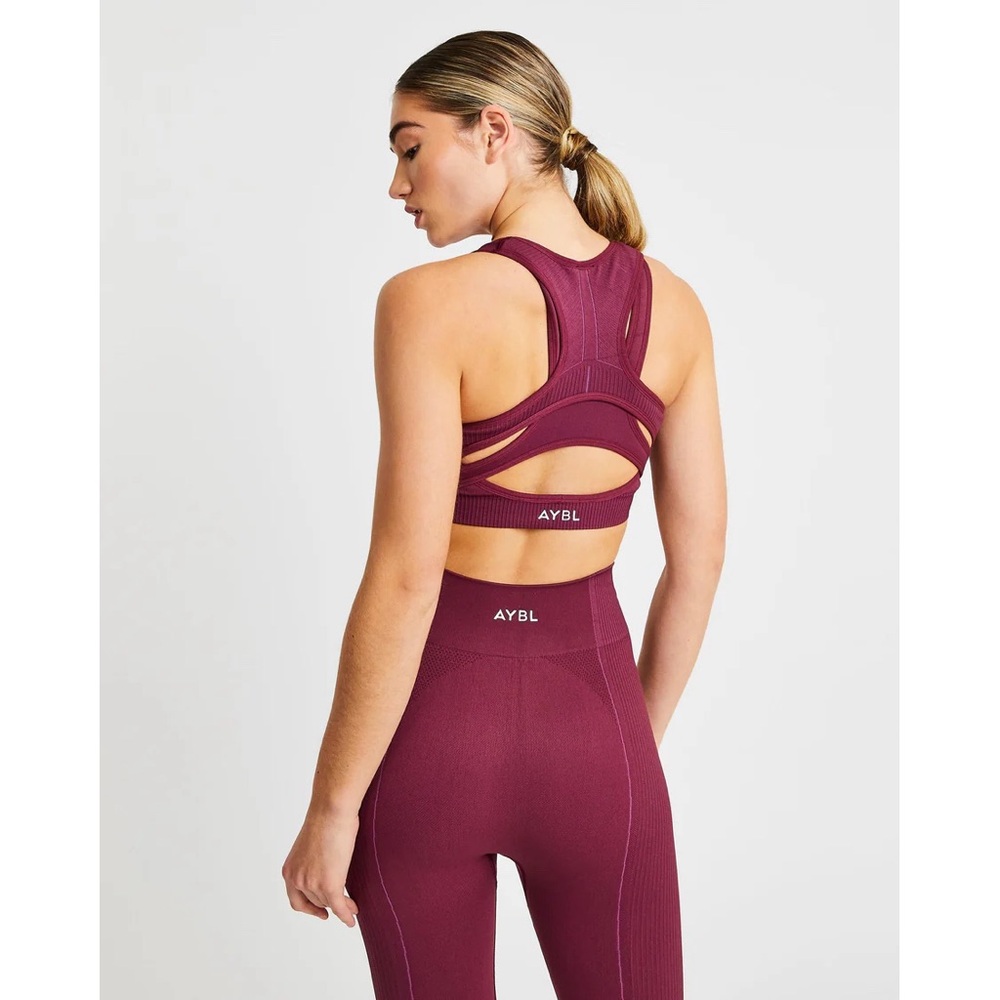 Wine Reflex Seamless Sports Bra with unique design on the back size Small